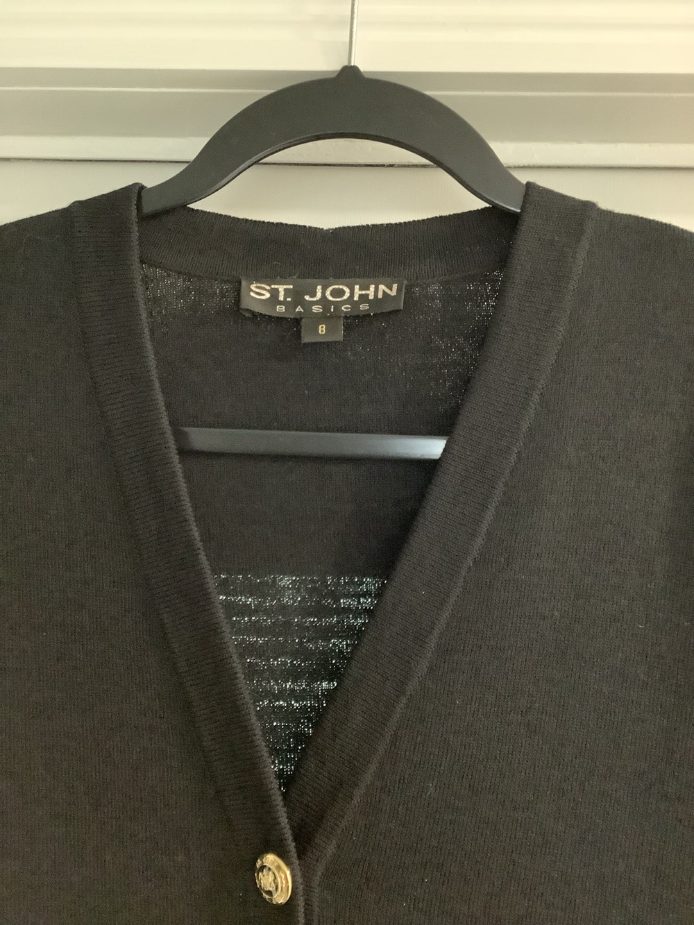 St. John Black V-Neck Women's Cardigan